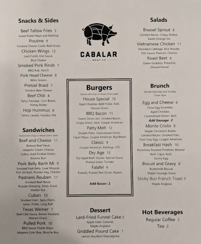 Cabalar Restaurant Menu | Discover Delicious Burgers, Melts, and More ...